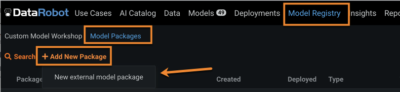 Figure 9. Create new external model package