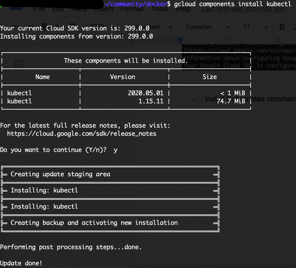 Figure 2. gcloud components install kubectl