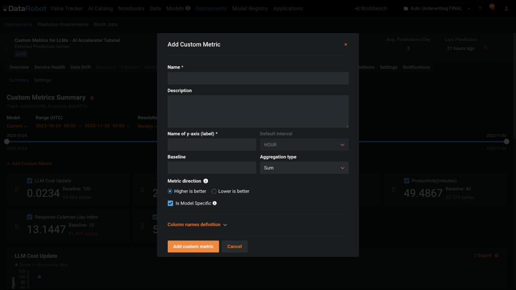 Customer Metrics Menu